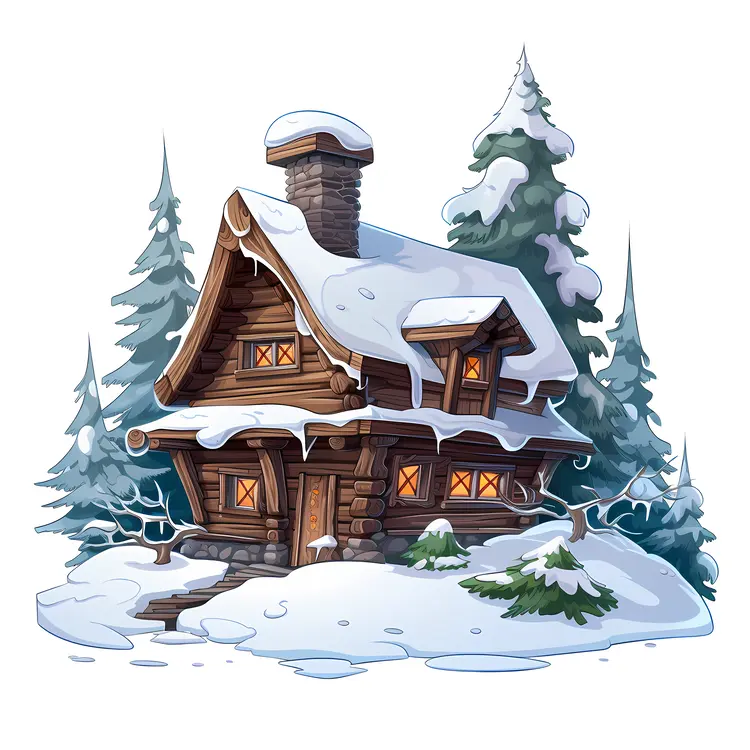 Whimsical Snowy Cabin
