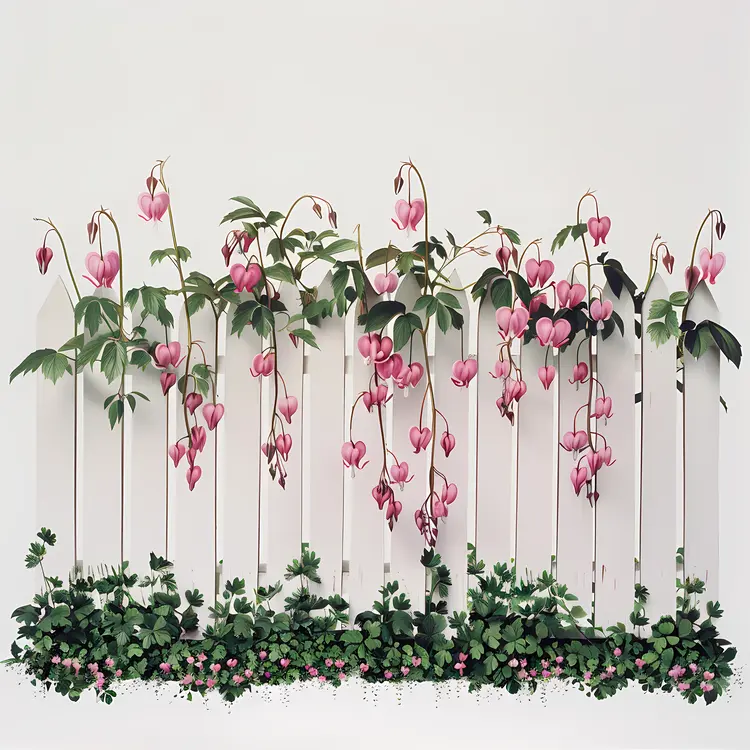 Pink Flowers on White Fence