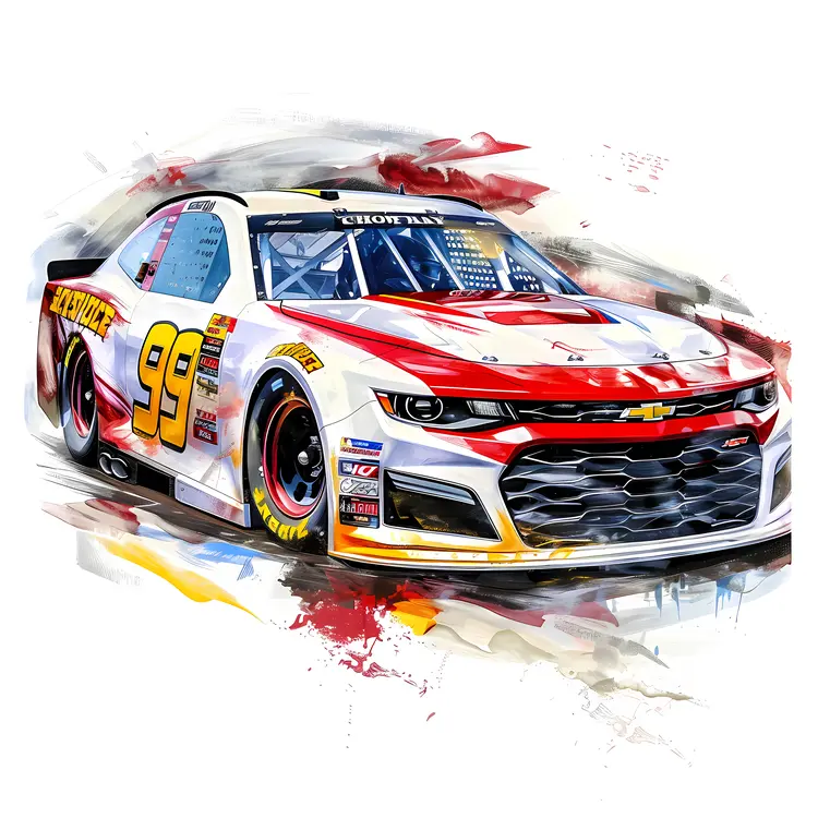 Red and White Race Car in Action