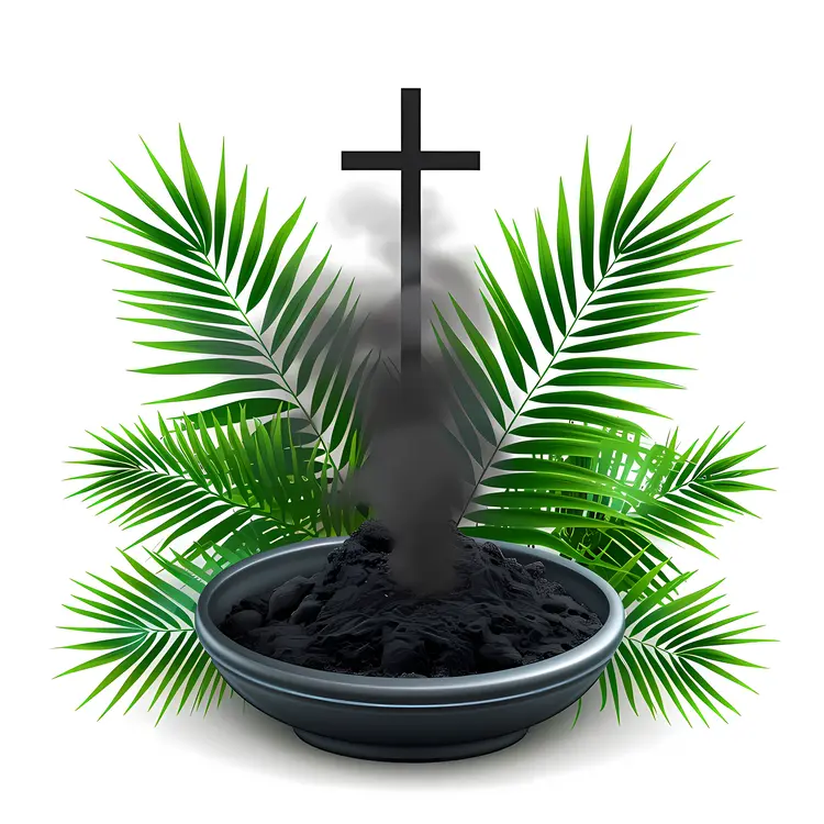 Ash Cross with Palm Leaves for Ash Wednesday