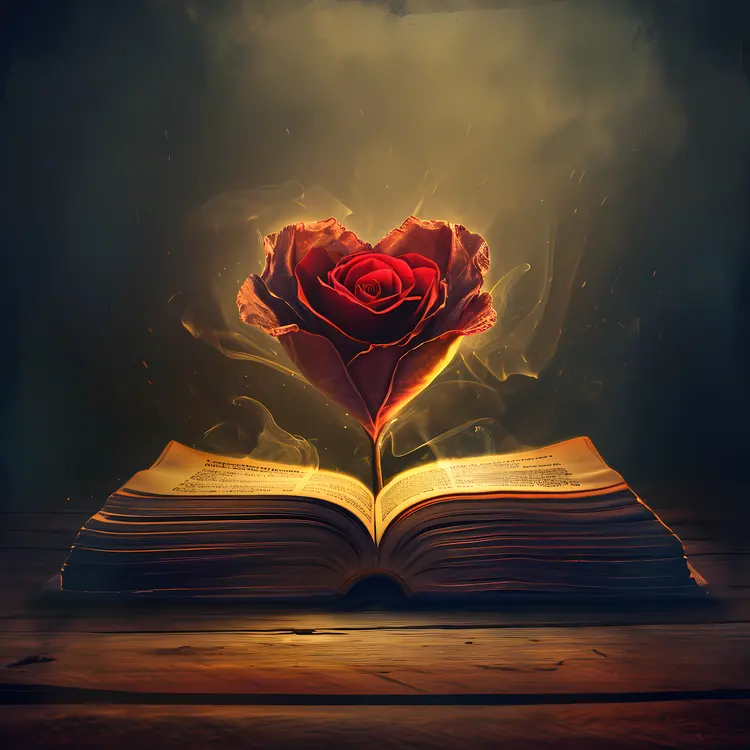 Magical Rose Growing from Book