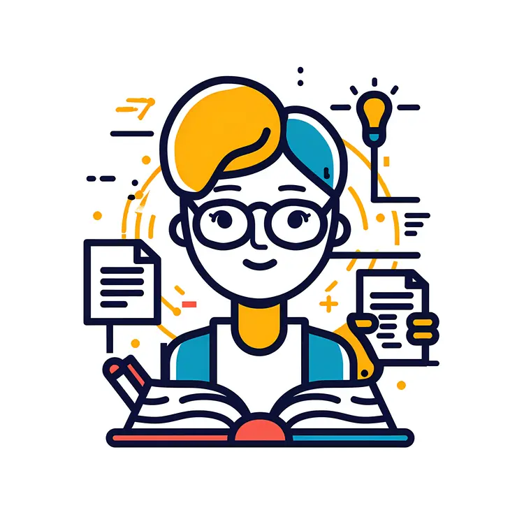 Student with Books and Light Bulb Idea