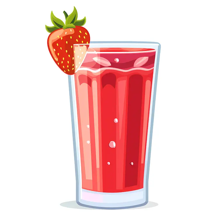 Strawberry Juice with Strawberry Garnish Illustration