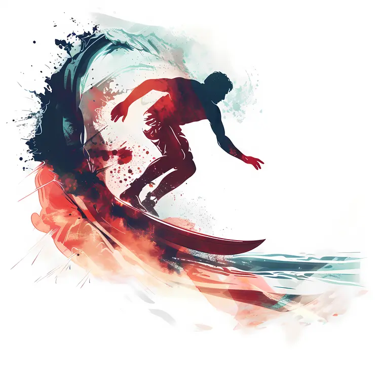 Abstract Surfer Riding a Wave