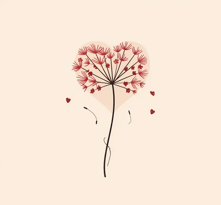Minimalist Heart-shaped Dandelion