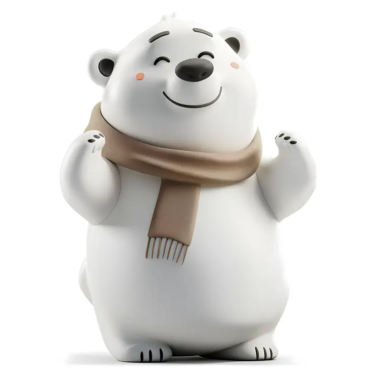 Happy Polar Bear with Scarf