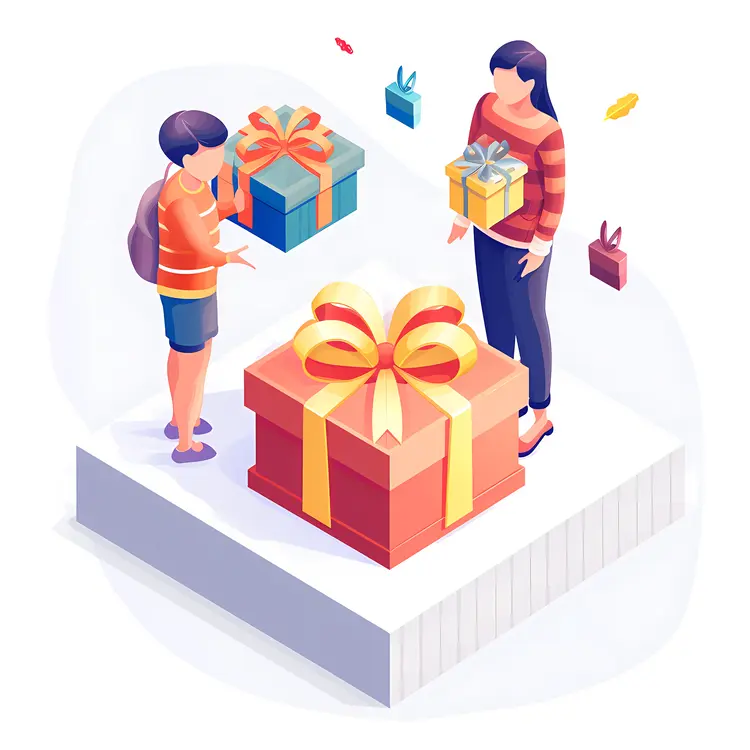 Gift Exchange Illustration with Presents