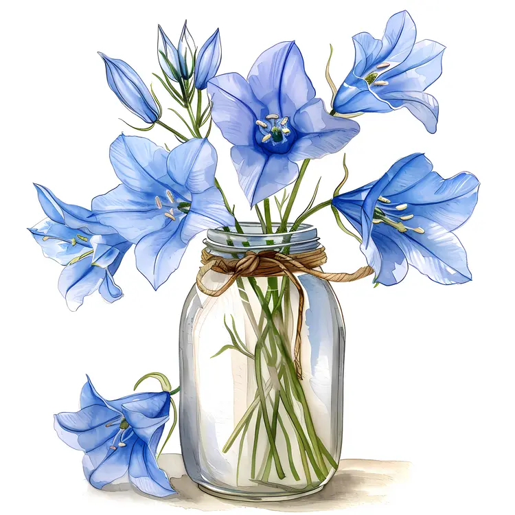 Blue Flowers in a Jar