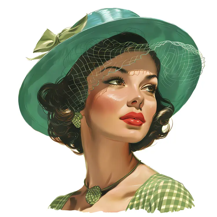 Vintage Woman in Green Hat