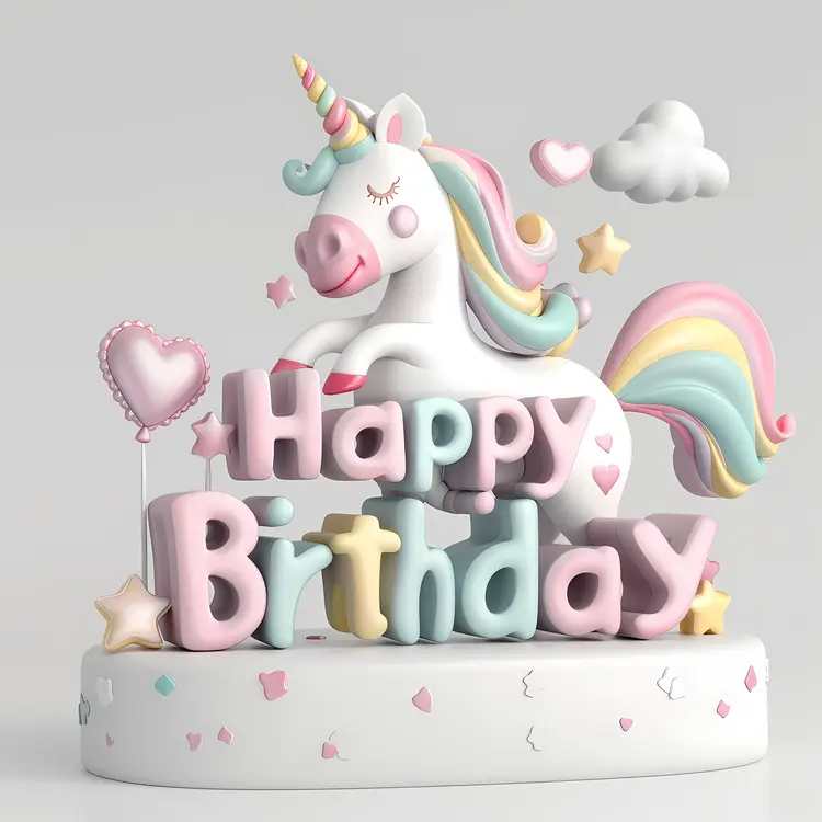 Happy Birthday Unicorn Cake Topper