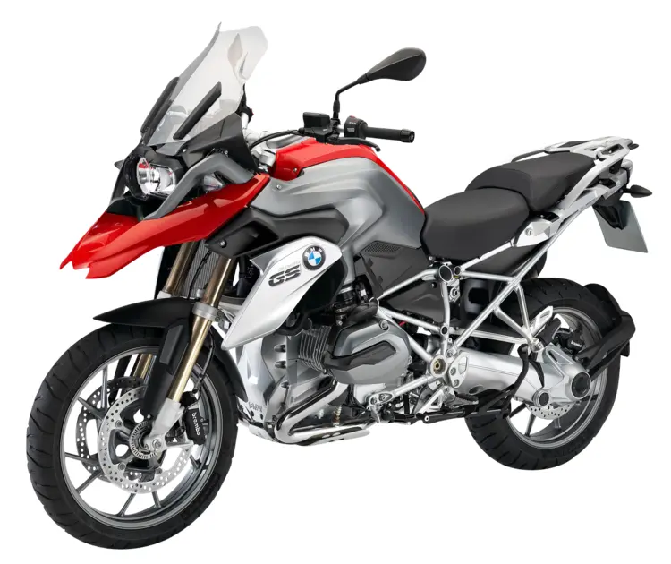 Red and Silver BMW Adventure Motorcycle