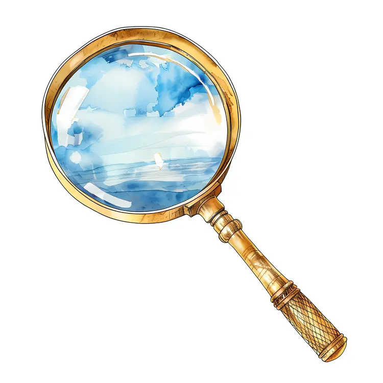 Artistic Magnifying Glass with Sky Reflection