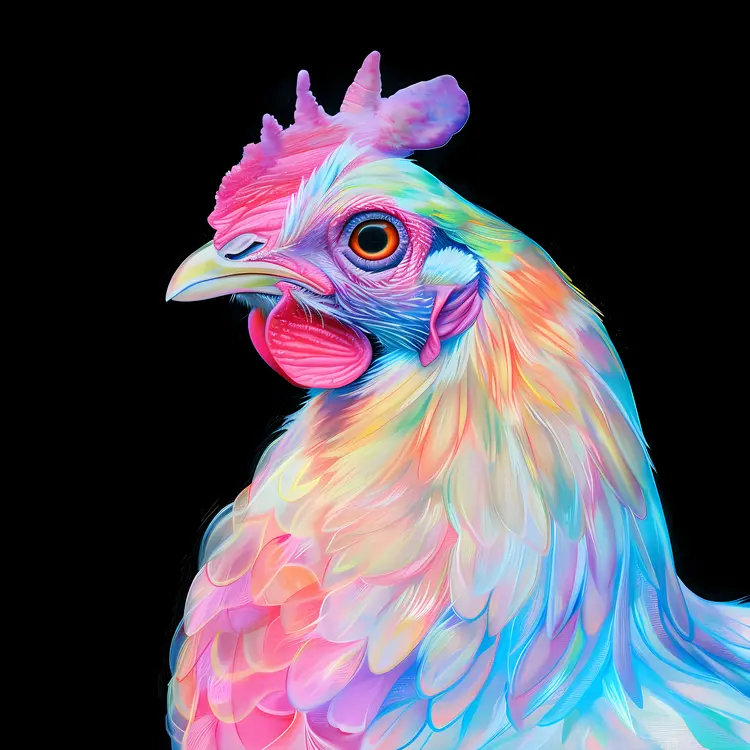Abstract Colorful Chicken Art