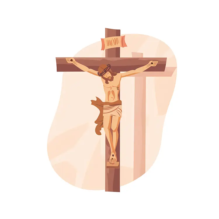 Wooden Cross with Crucifix Illustration