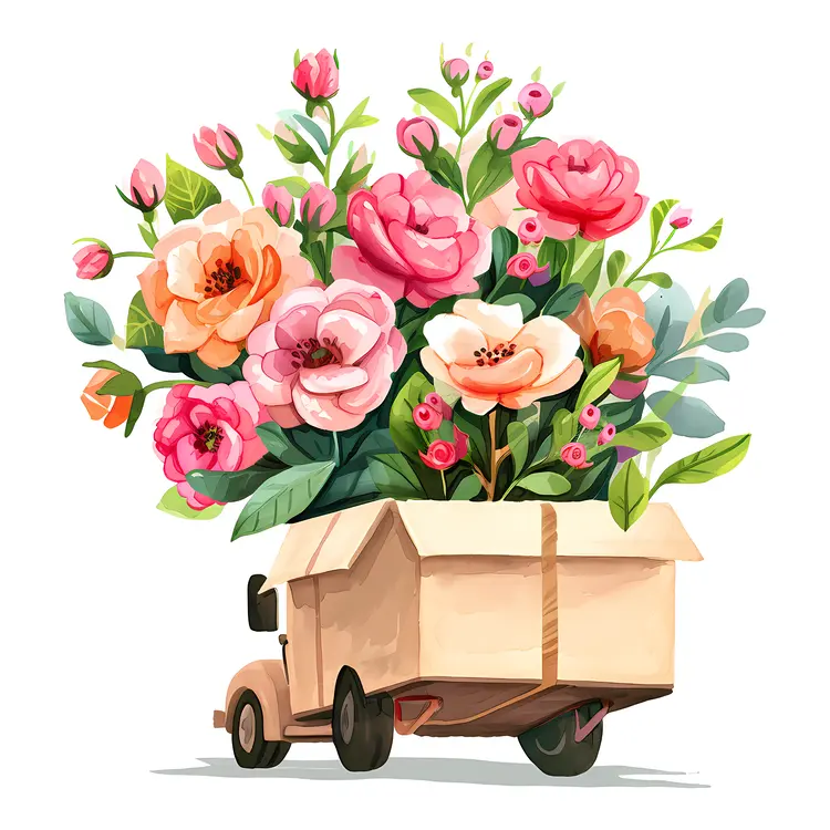 Truck with Flowers for Delivery