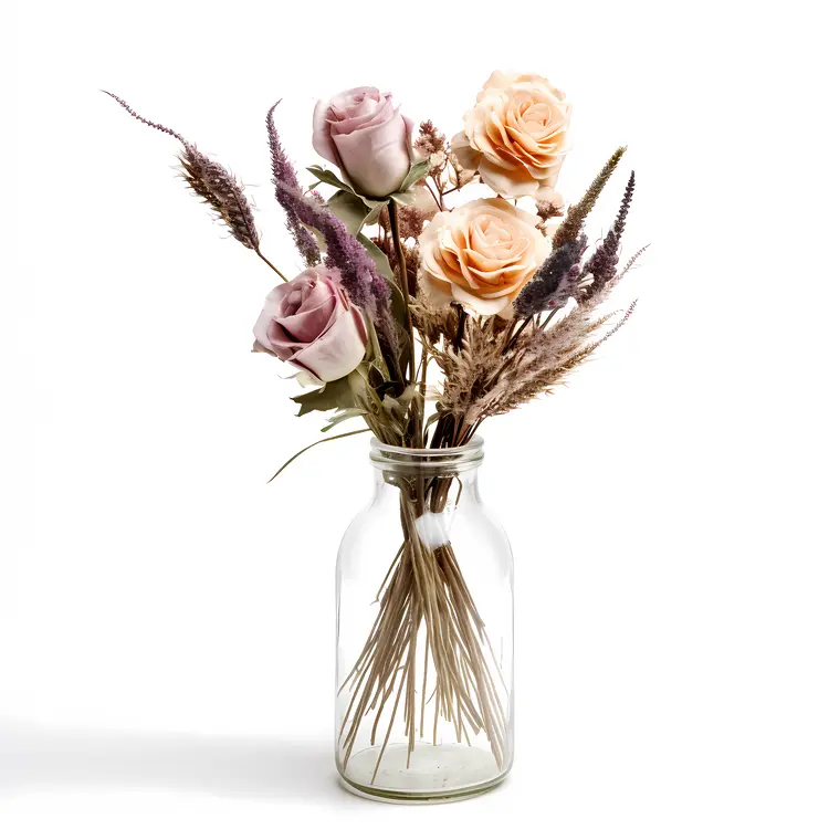 Pastel Flowers in Glass Jar
