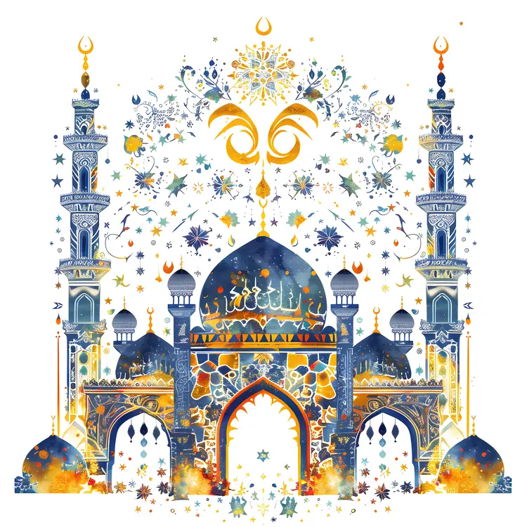 Ornate Mosque with Minarets and Domes
