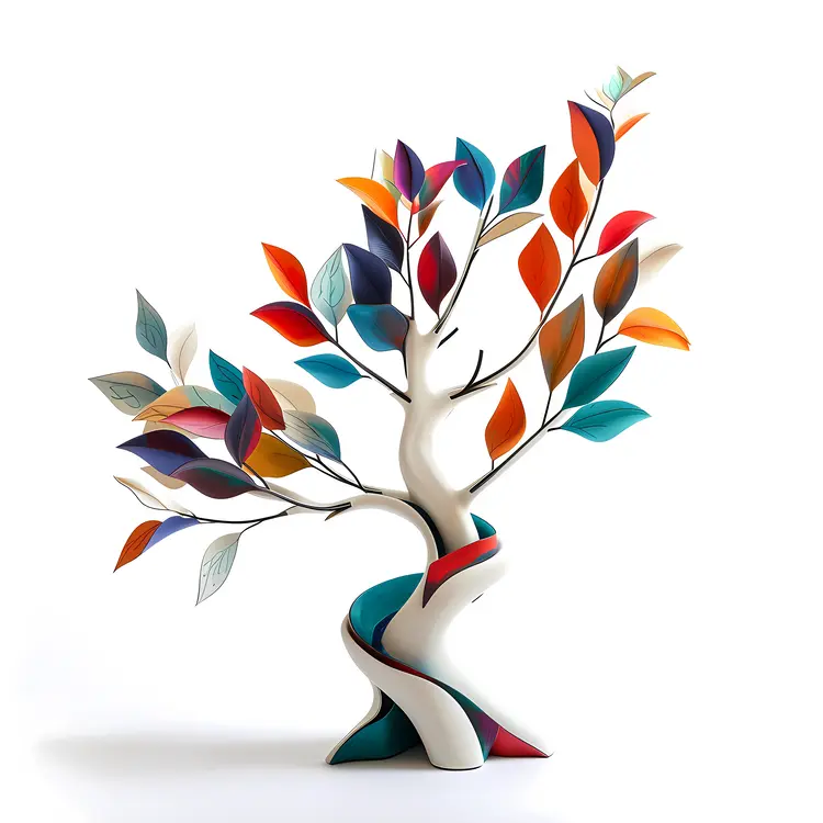 Colorful Abstract Tree with Vibrant Leaves