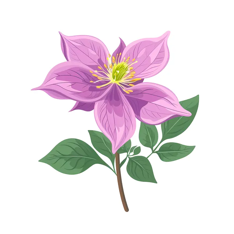 Beautiful Purple Flower with Green Leaves