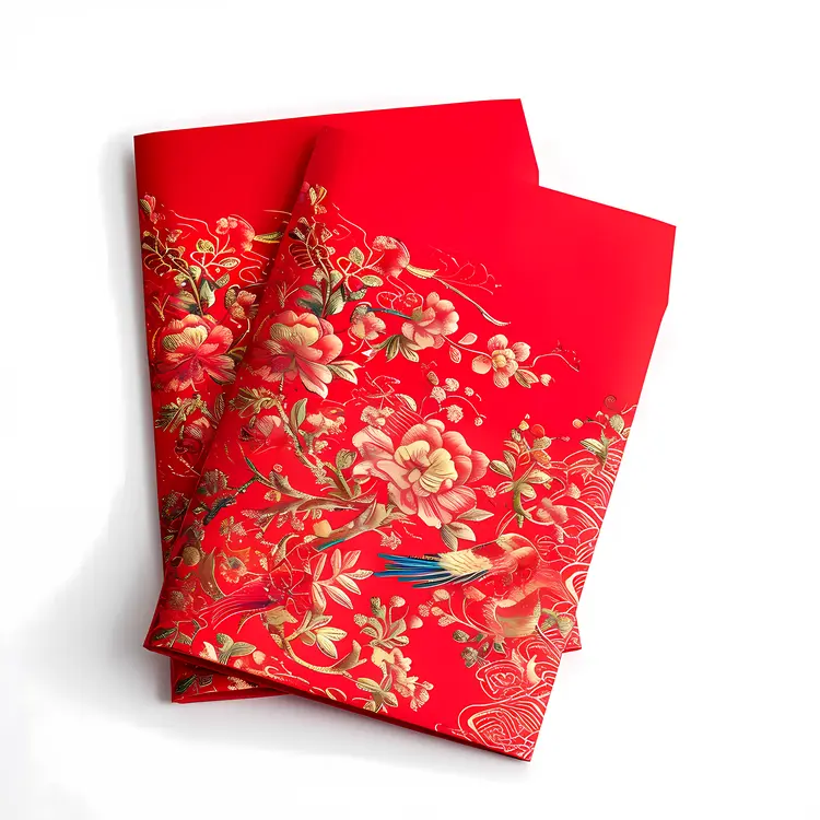 Red Envelopes with Floral and Bird Design for Chinese New Year