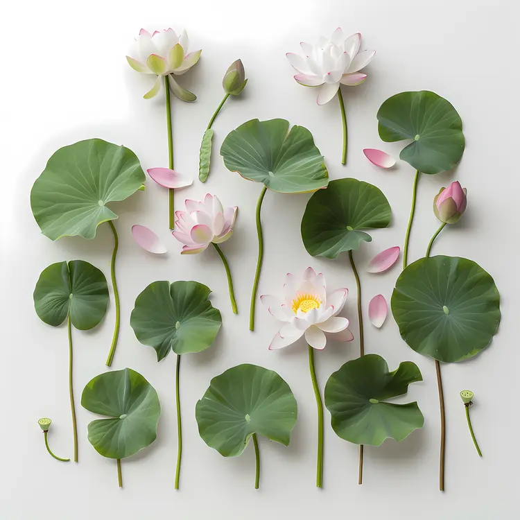 Beautiful Lotus Flowers and Leaves Arrangement