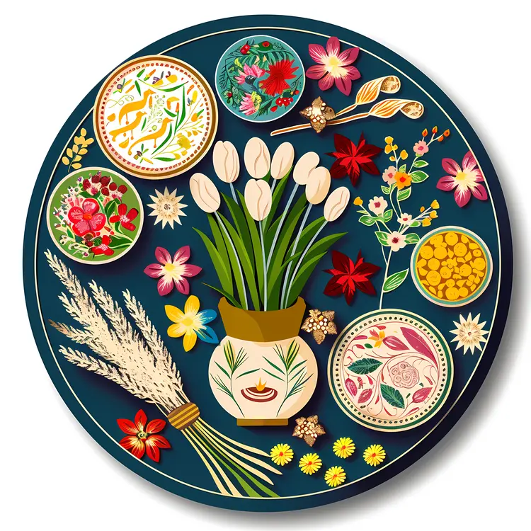 Decorative Plate with Floral Arrangements