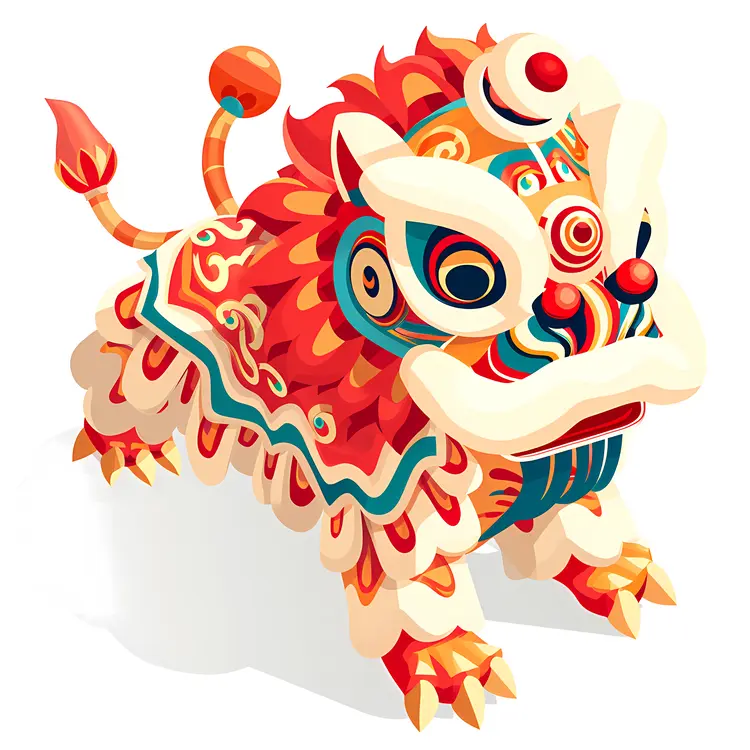 Festive Traditional Lion Dance Figure