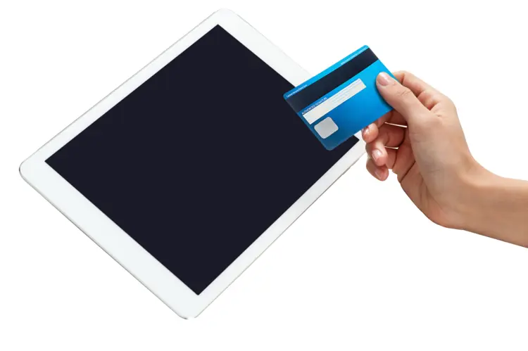 Credit Card and Tablet for Online Payment