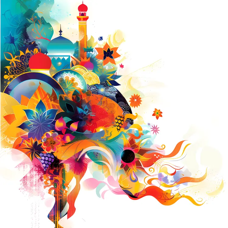 Colorful Abstract Art with Floral Elements