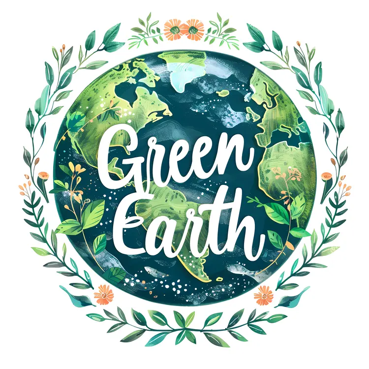Green Earth with Floral Wreath