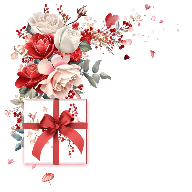 Gift Box with Beautiful Floral Arrangement