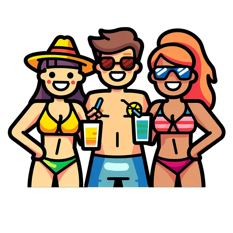 Cartoon Friends in Swimwear