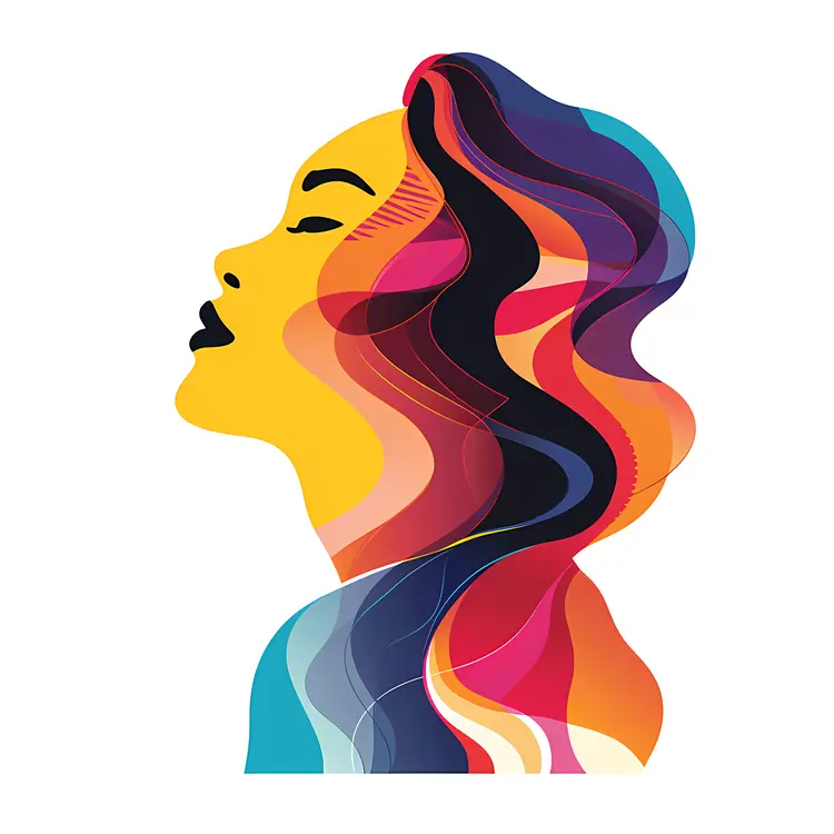 Colorful Abstract Woman Profile