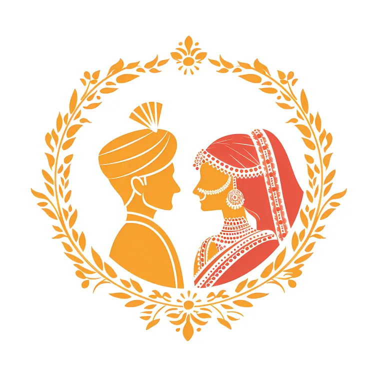 Traditional Wedding Couple Illustration