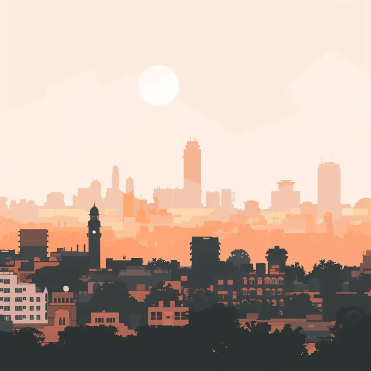 Sunset Cityscape Silhouette