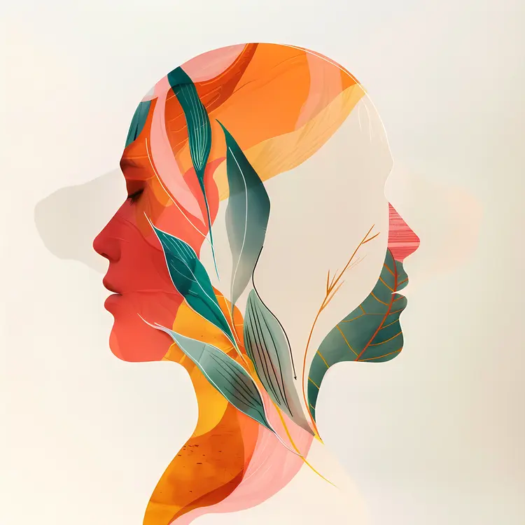 Double Exposure Silhouette with Leaves