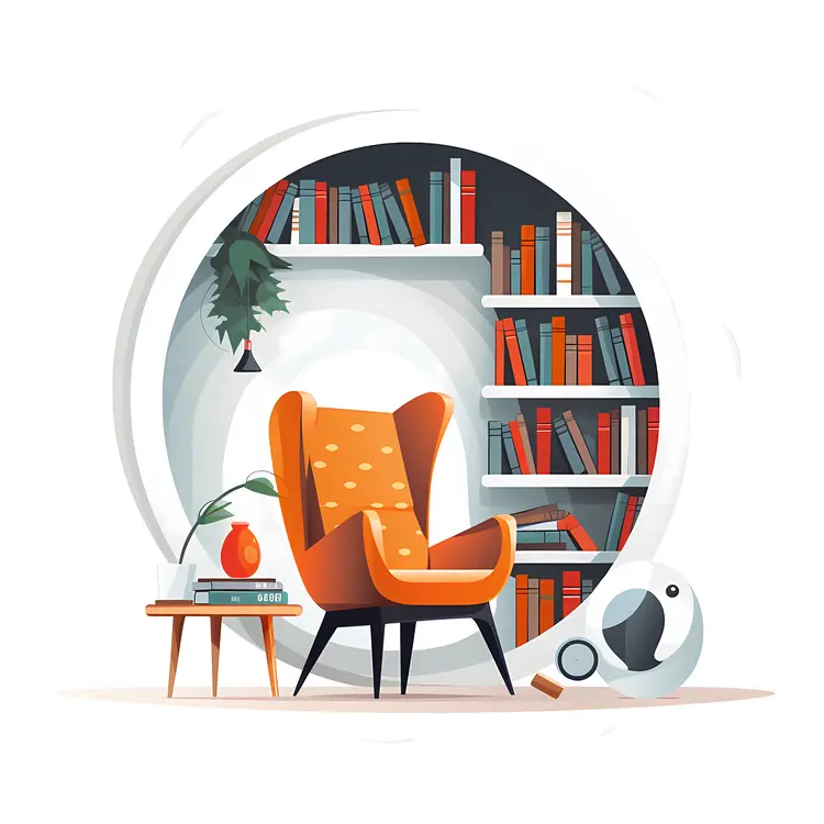 Cozy Orange Armchair in Modern Reading Nook