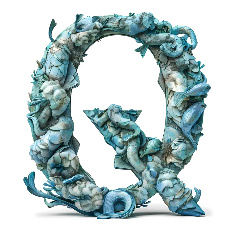 Decorative Blue Letter Q