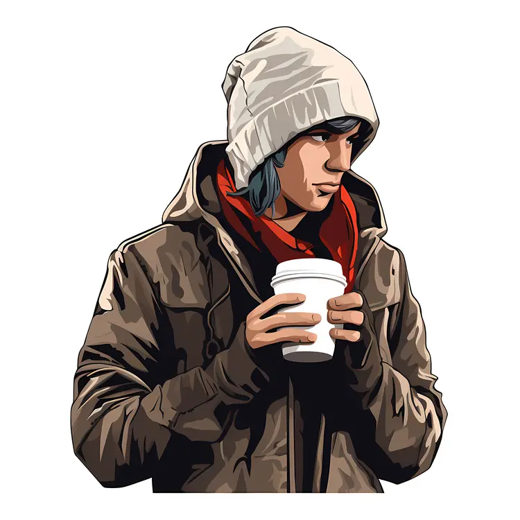 Person in Beanie Holding Coffee Cup