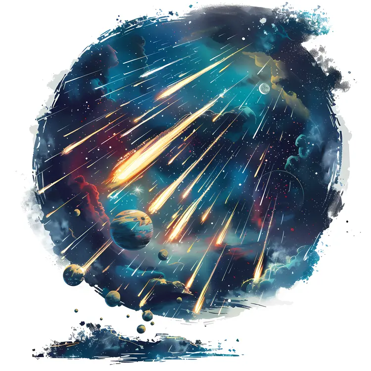 Meteor Shower in the Night Sky
