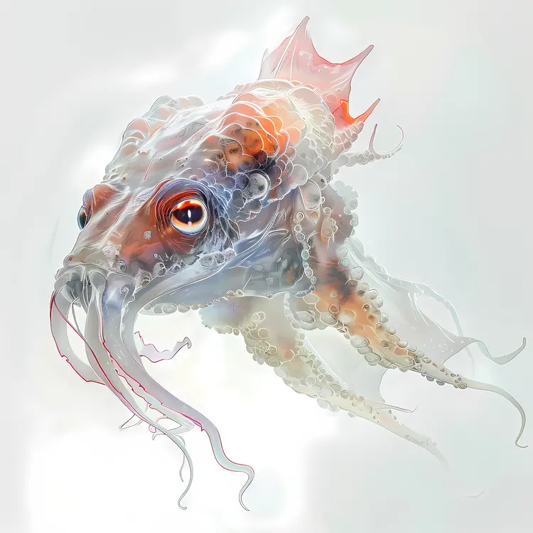 Transparent Octopus with Tentacles