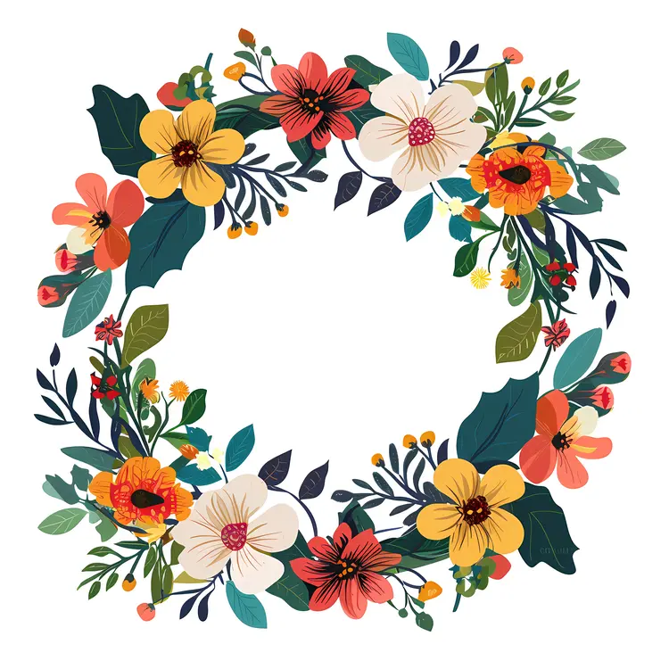 Illustrated Floral Wreath