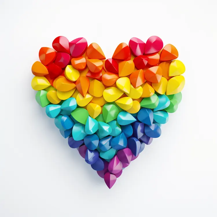 3D Rainbow Heart Sculpture