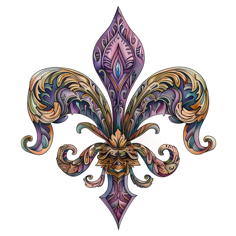 Colorful Fleur-de-lis Ornament Design