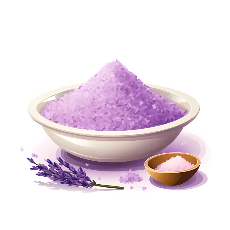 Lavender Bath Salts in a White Bowl