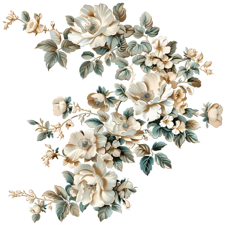 Intricate Floral Composition in Soft Tones