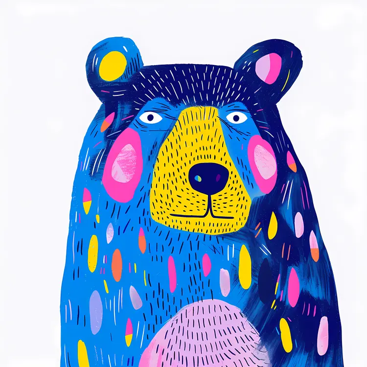 Colorful Cartoon Bear Illustration