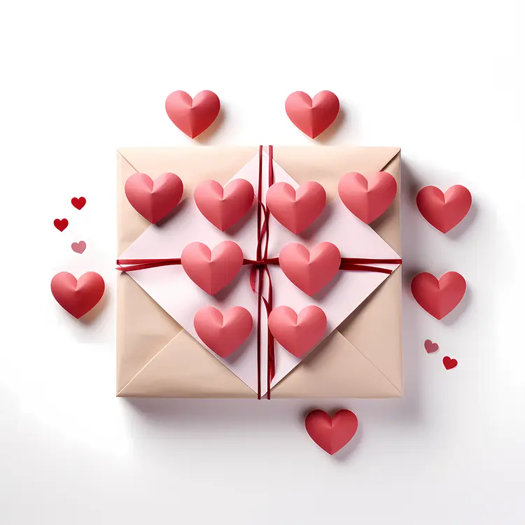 Gift Box with Pink Hearts for Valentine's Day