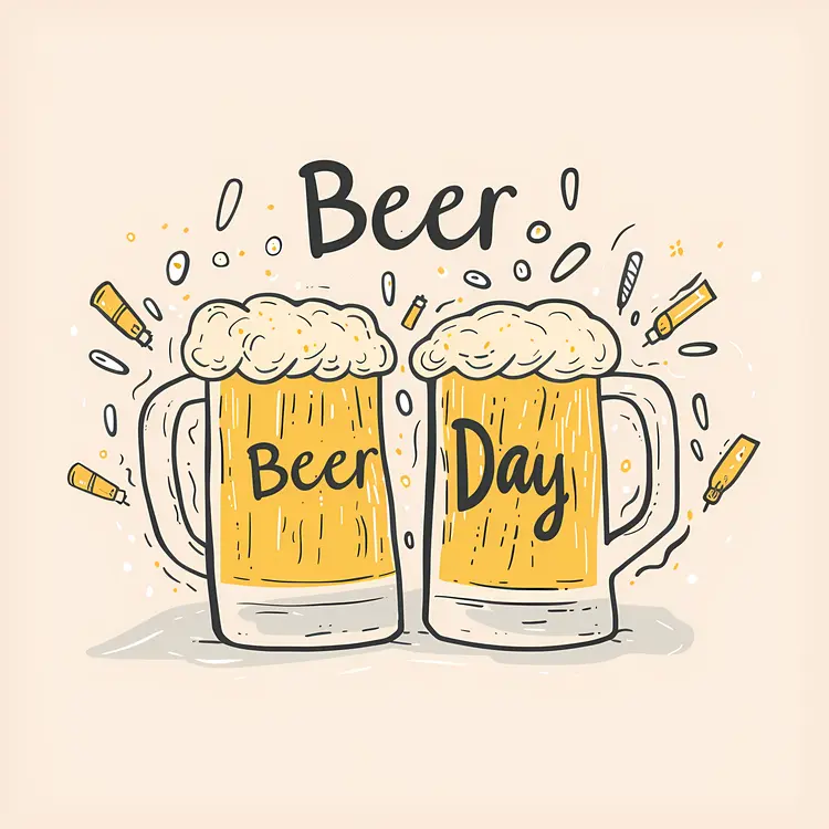 Beer Day Celebration with Two Mugs
