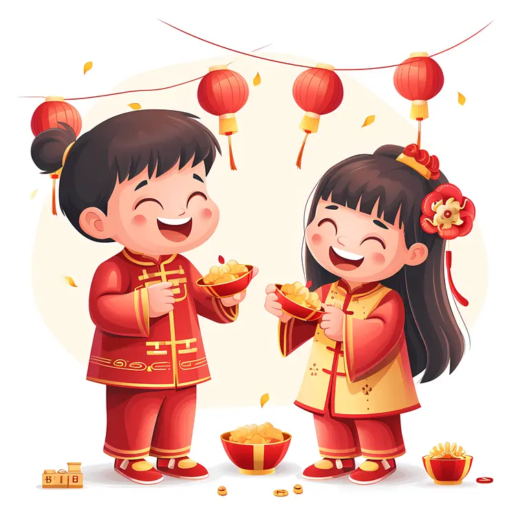 Children Celebrating Chinese New Year